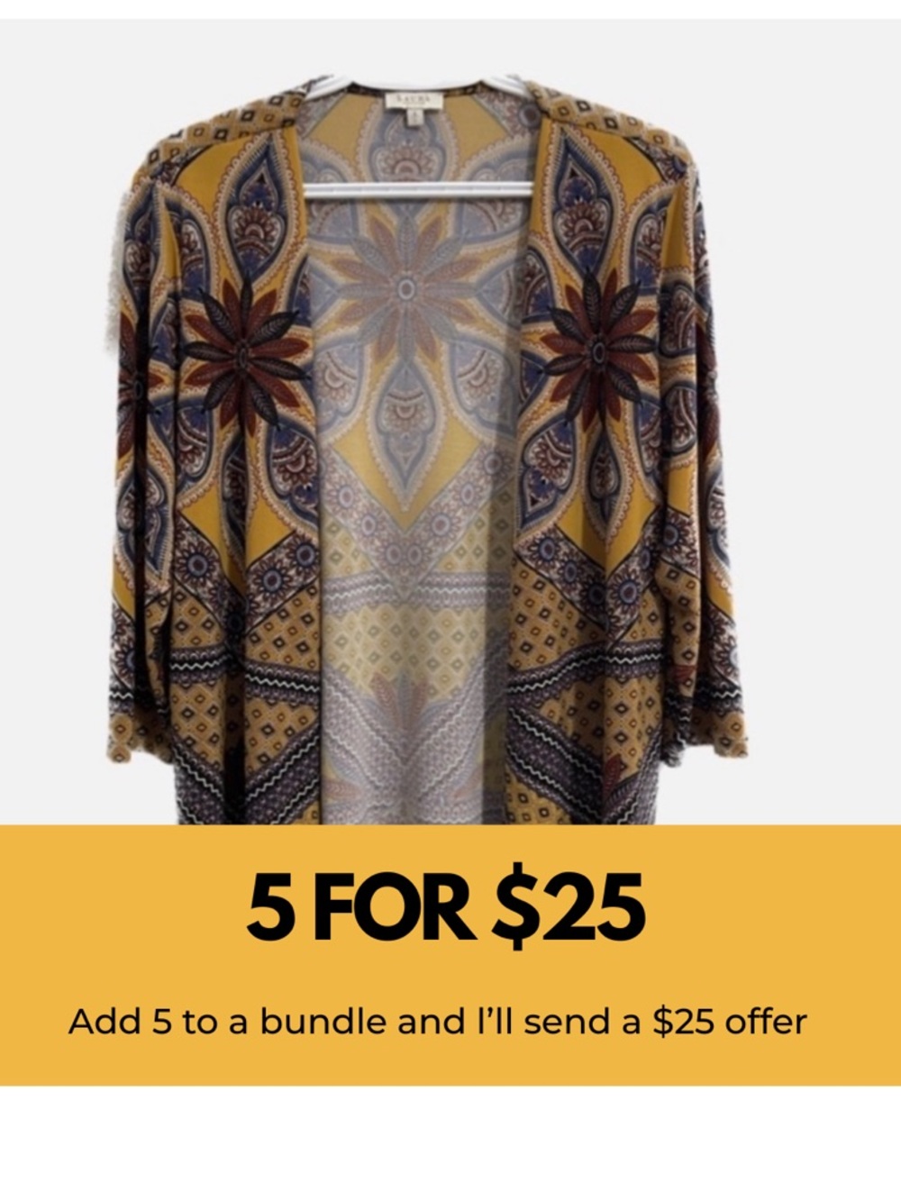 Laura Petites boho print open front cardigan.
CLEARANCE bundle sale 5 for $25